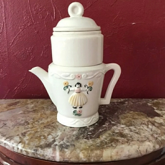 VTG PORCELIER VITREOUS TEA POT DUTCH GIRL - Picture 2 of 11